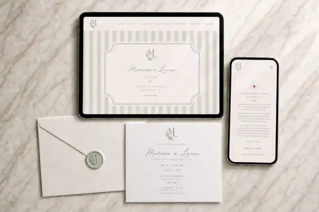 Site de casamento Marina e Lucas em tablet e celular